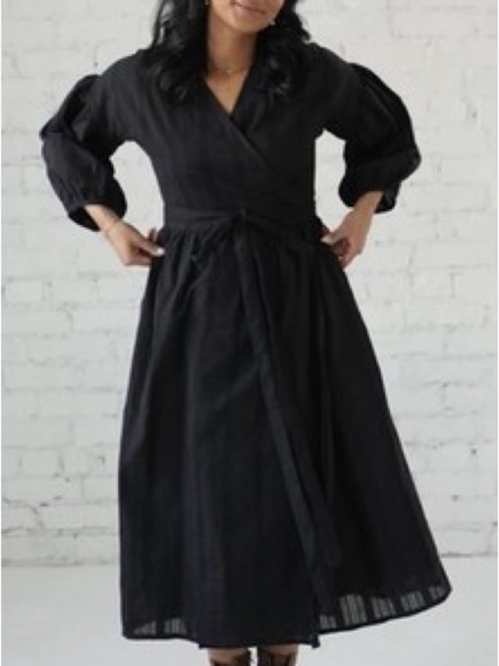 Little Cottonwood Fern Black Wrap Midi Dress